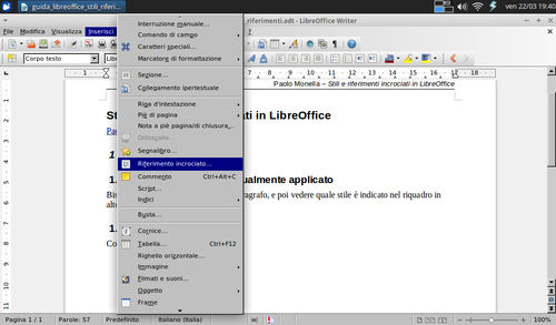 Riferimento a intestazione