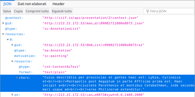 JSON annotationList code