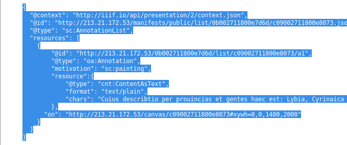 JSON annotationList code